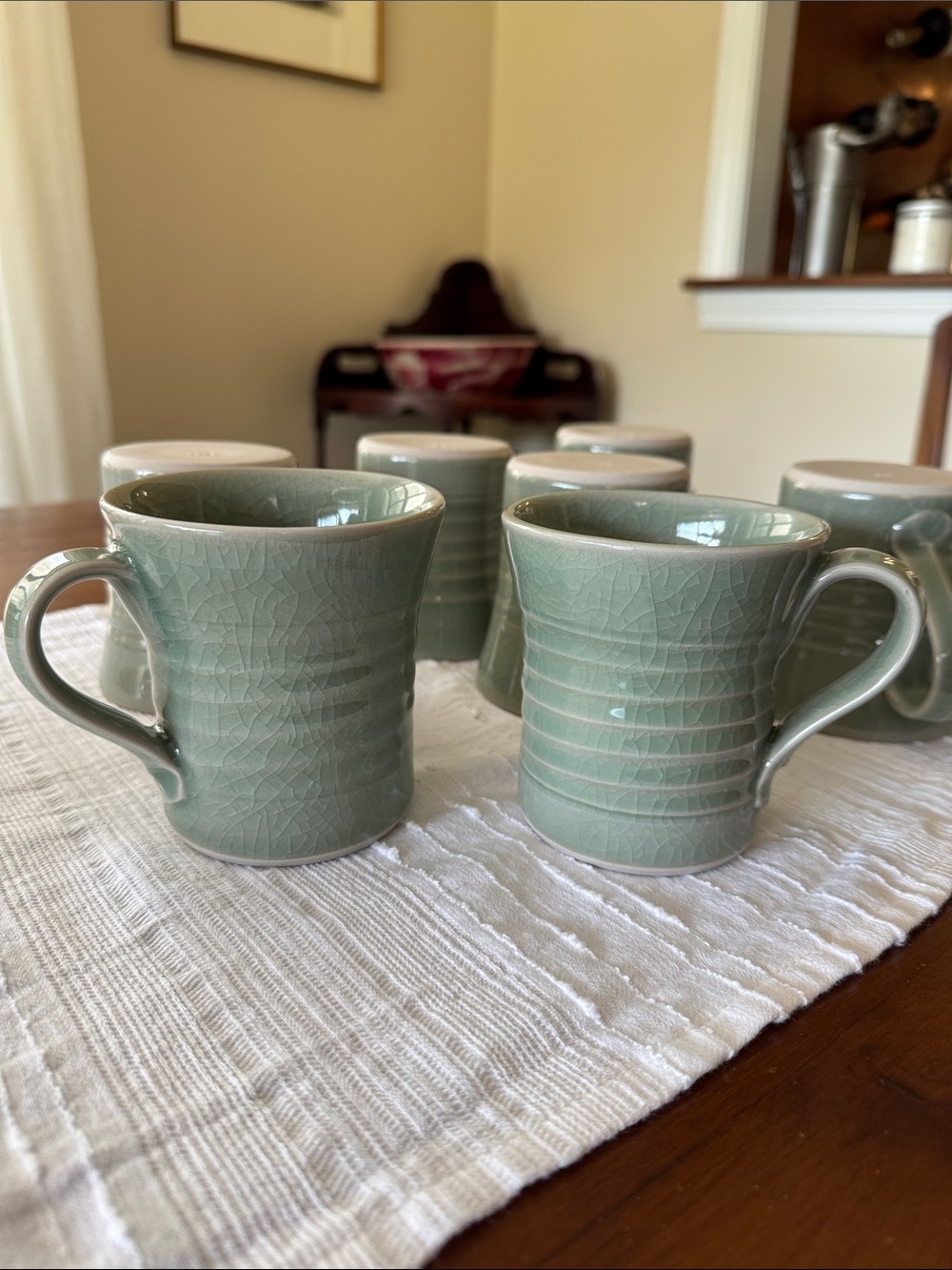 Simon Pearce Belmont Celadon Green Glazed Ceramic Mug Set